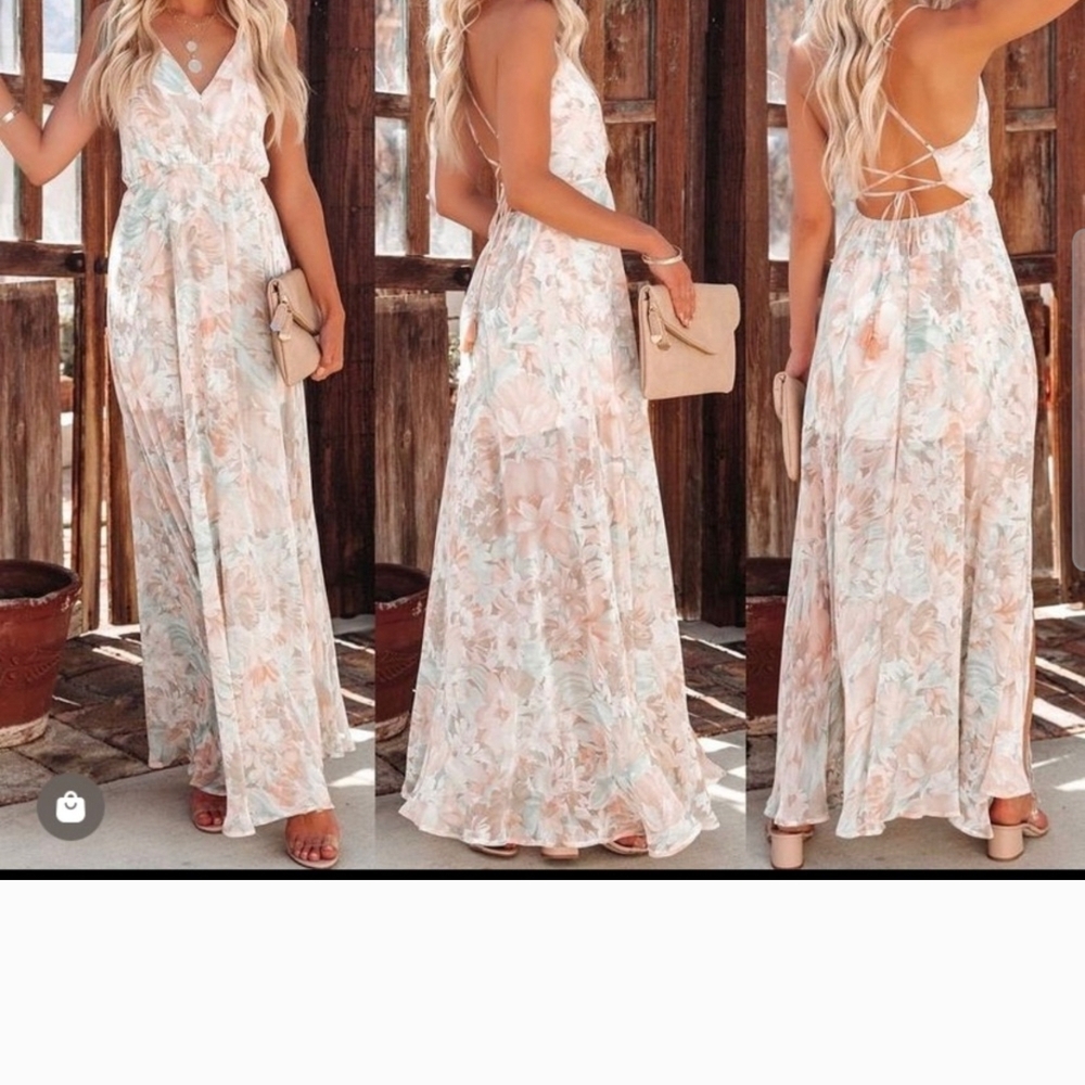 Vici Pastel Floral Backless Maxi Dress